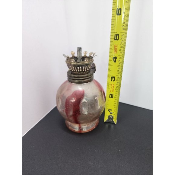 4 1/2” Vintage Kerosene Oil Lamp Antique, Chinese, Hong Kong Two Tone Red - Picture 7 of 8